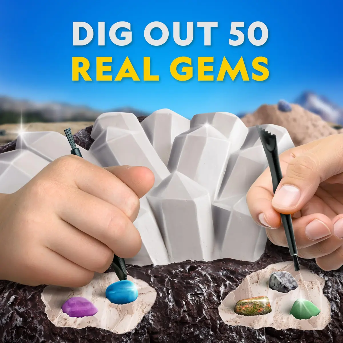 National Geographic Gigantic Gemstone Dig Kit with 50 Real Gemstones | STEM Toy for Kids - view 2