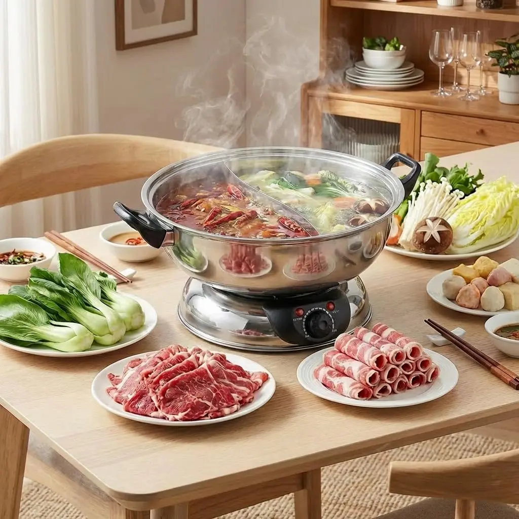 Sonya 5 Electric Dual-Sided Hot pot 30cm | Stainless Steel Shabu Shabu for Family & Entertaining - view 3