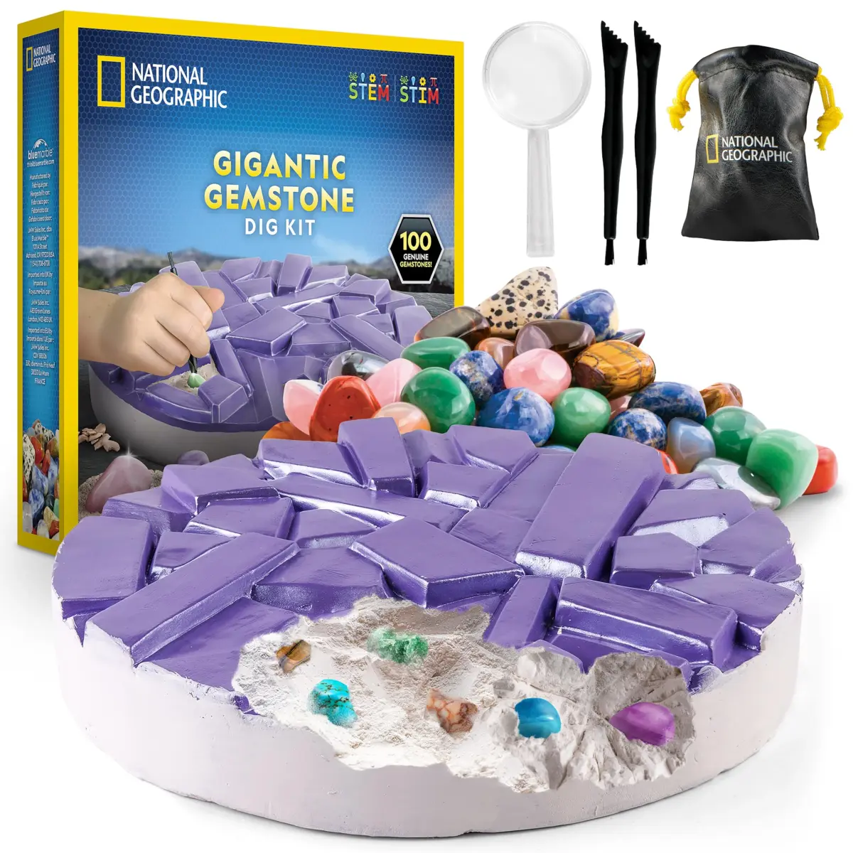 National Geographic Gigantic Gemstone Dig Kit with 100 Real Gems | STEM Learning Toy for Kids - main product image