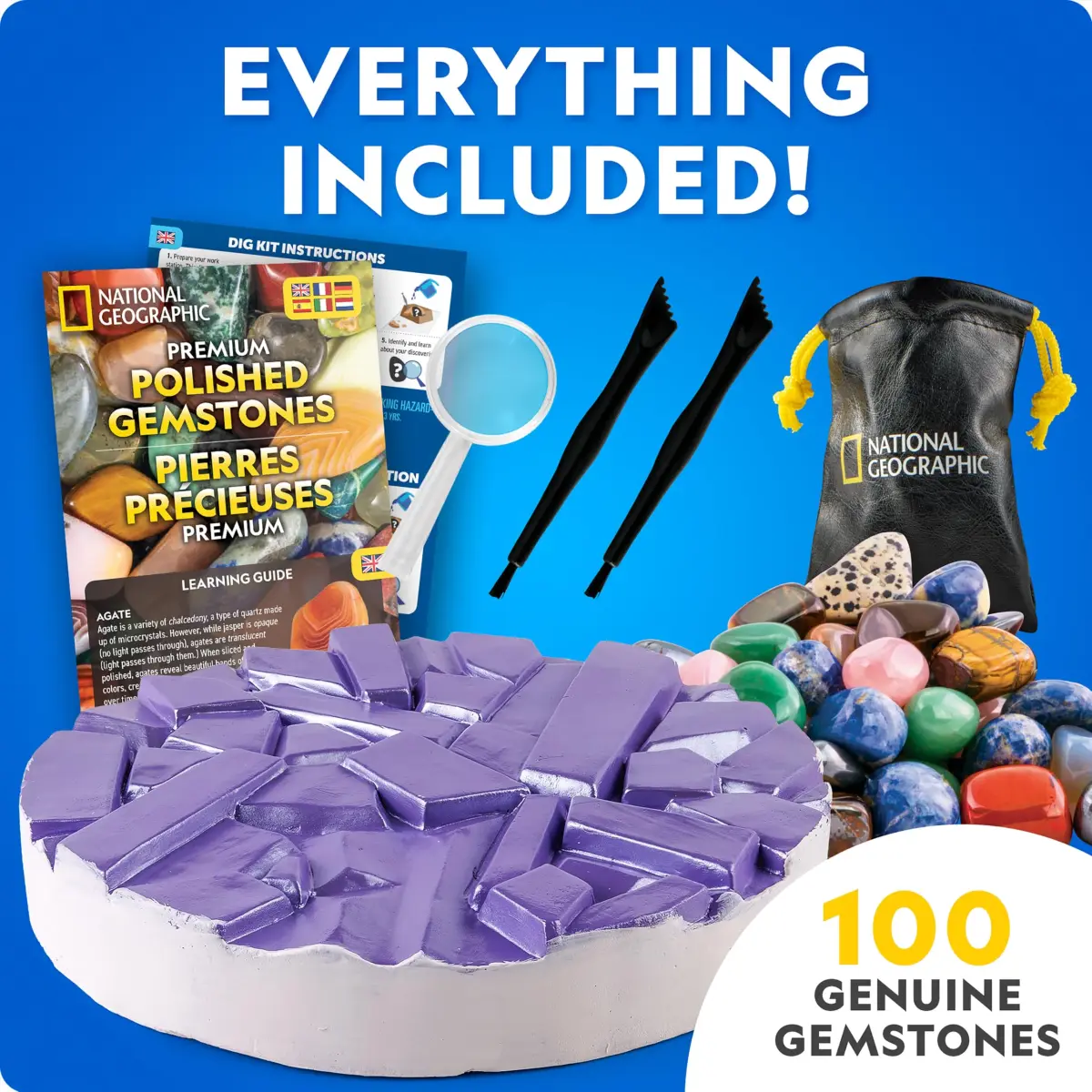 National Geographic Gigantic Gemstone Dig Kit with 100 Real Gems | STEM Learning Toy for Kids - view 5
