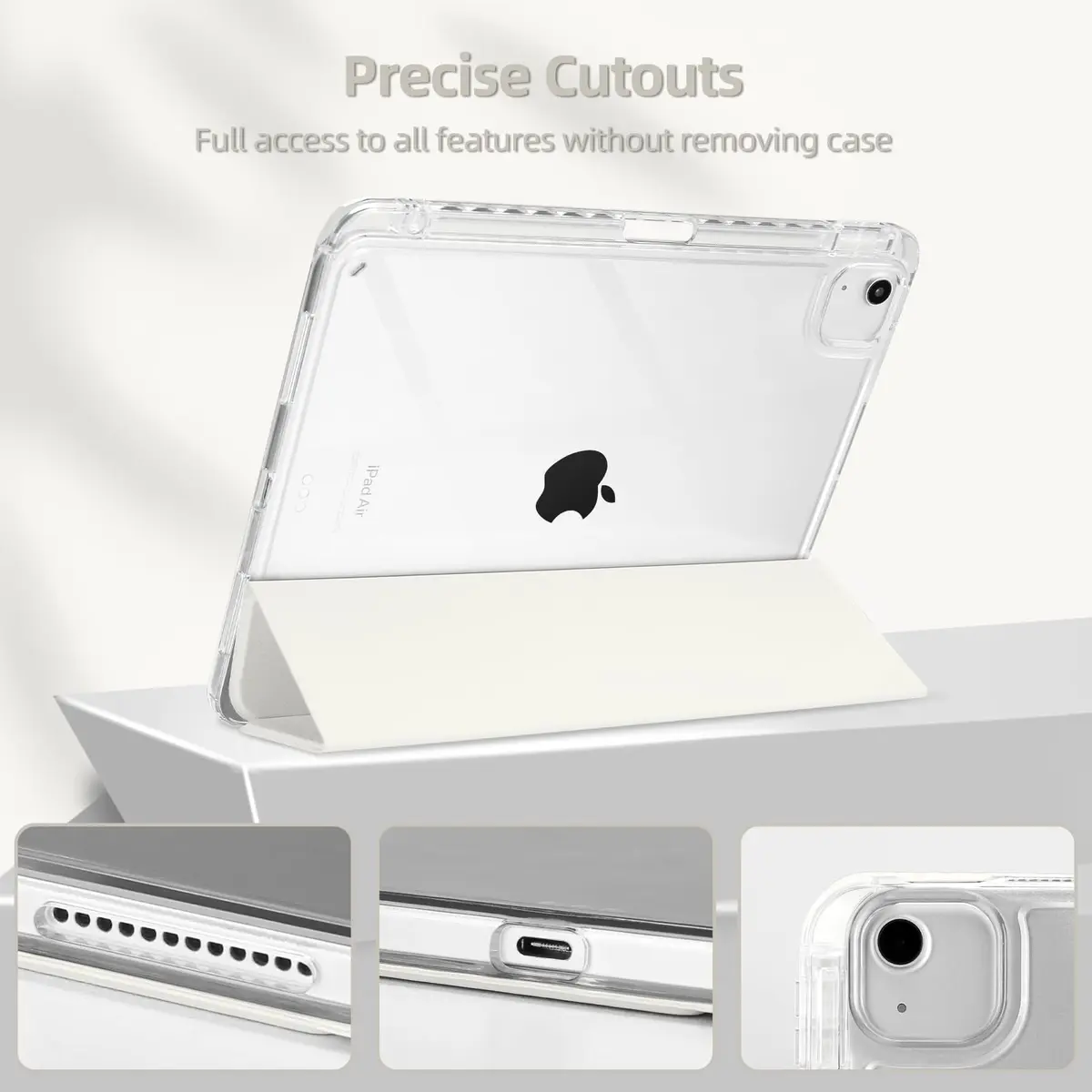 MOROCK Slim Case for iPad Air 13 Inch M4/M3/M2 & iPad Pro 12.9 Inch 6th/5th Gen. with Pencil Holder, White - view 9
