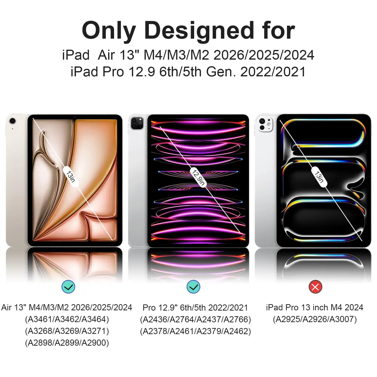 MOROCK Slim Case for iPad Air 13 Inch M4/M3/M2 & iPad Pro 12.9 Inch 6th/5th Gen. with Pencil Holder, White - view 2