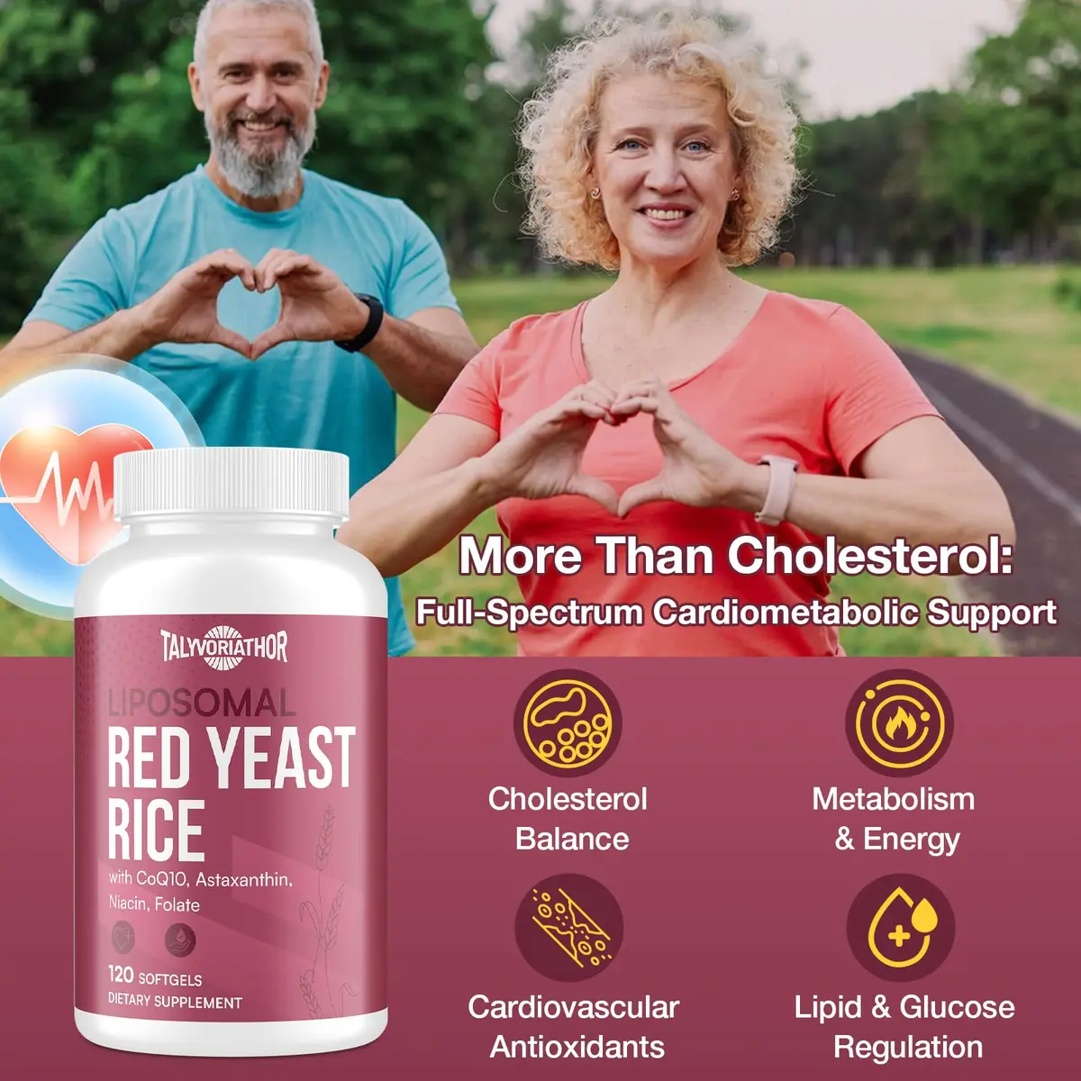 Talyvorlathor Liposomal Red Yeast Rice 1200mg with CoQ10 & Astaxanthin | Cholesterol Support & High Absorption - view 6