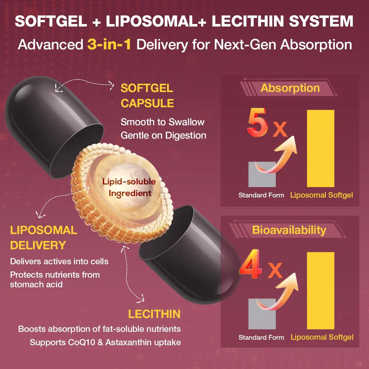 Talyvorlathor Liposomal Red Yeast Rice 1200mg with CoQ10 & Astaxanthin | Cholesterol Support & High Absorption - view 2