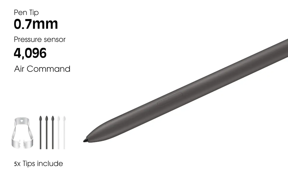 yelzoolny Galaxy Tab S9 FE S Pen Replacement | Air Command, Magnetic Attraction, Gray - view 2