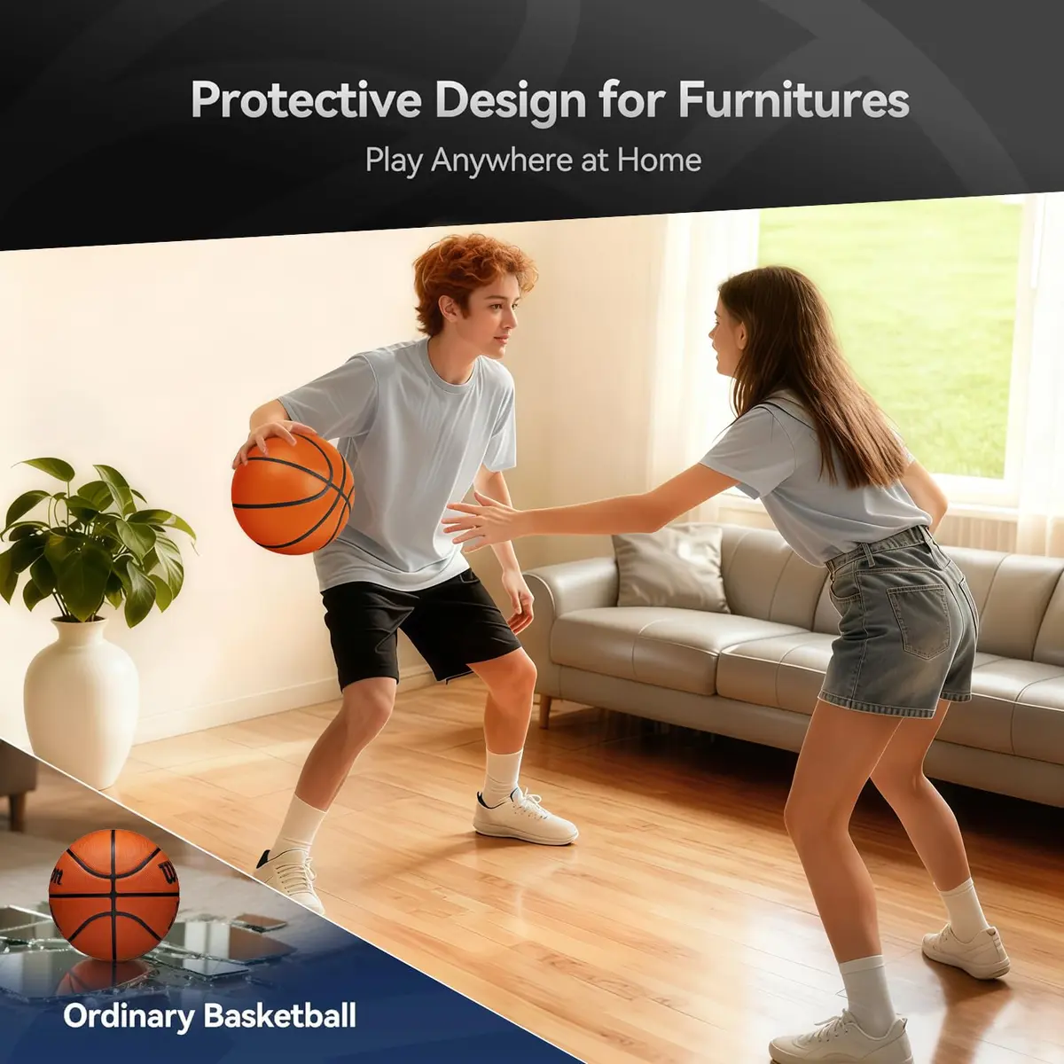 Rzkipdy Silent Basketball Size 5 (27.5") | Noise-Free Indoor Training for All Ages - view 2