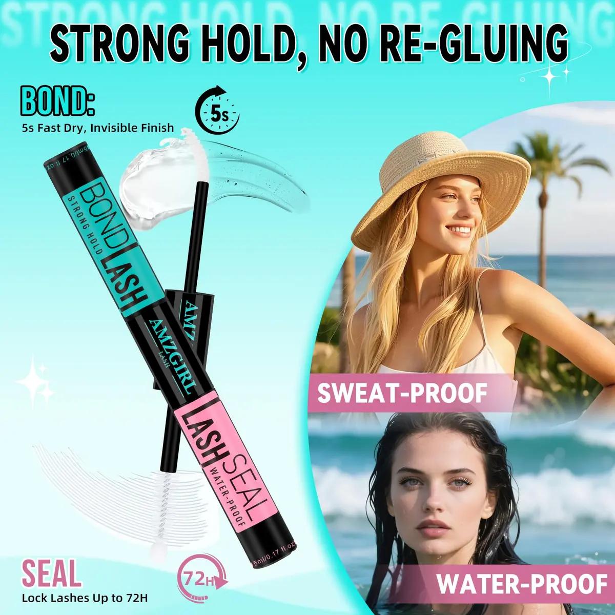 AMZGIRL Natural Lash Clusters Kit, Waterproof&Soft, DIY Lash Extension Kit - view 5