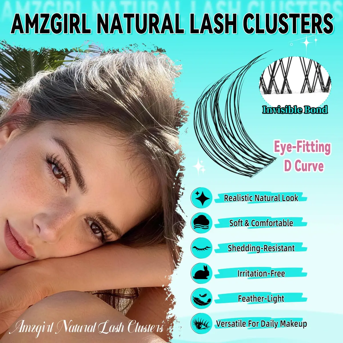 AMZGIRL Natural Lash Clusters Kit, Waterproof&Soft, DIY Lash Extension Kit - view 2