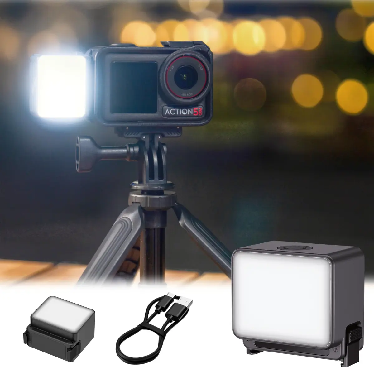 JJC Magnetic LED Light for DJI Osmo Action 5Pro 4 3 | Waterproof, SOS Mode, Rechargeable - main product image