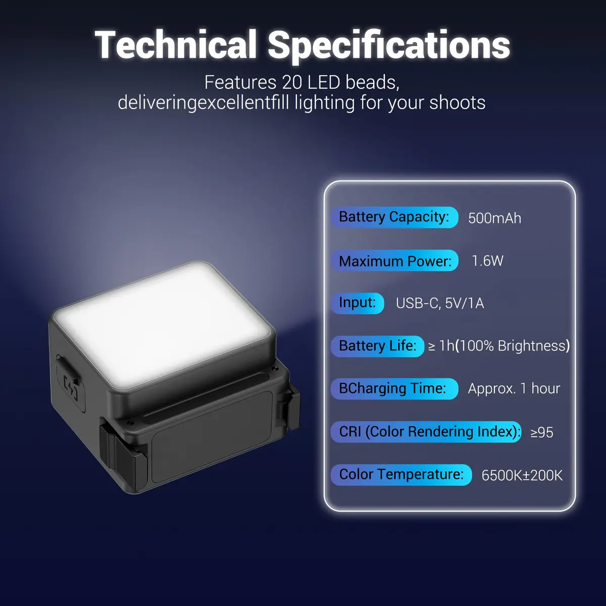 JJC Magnetic LED Light for DJI Osmo Action 5Pro 4 3 | Waterproof, SOS Mode, Rechargeable - view 4