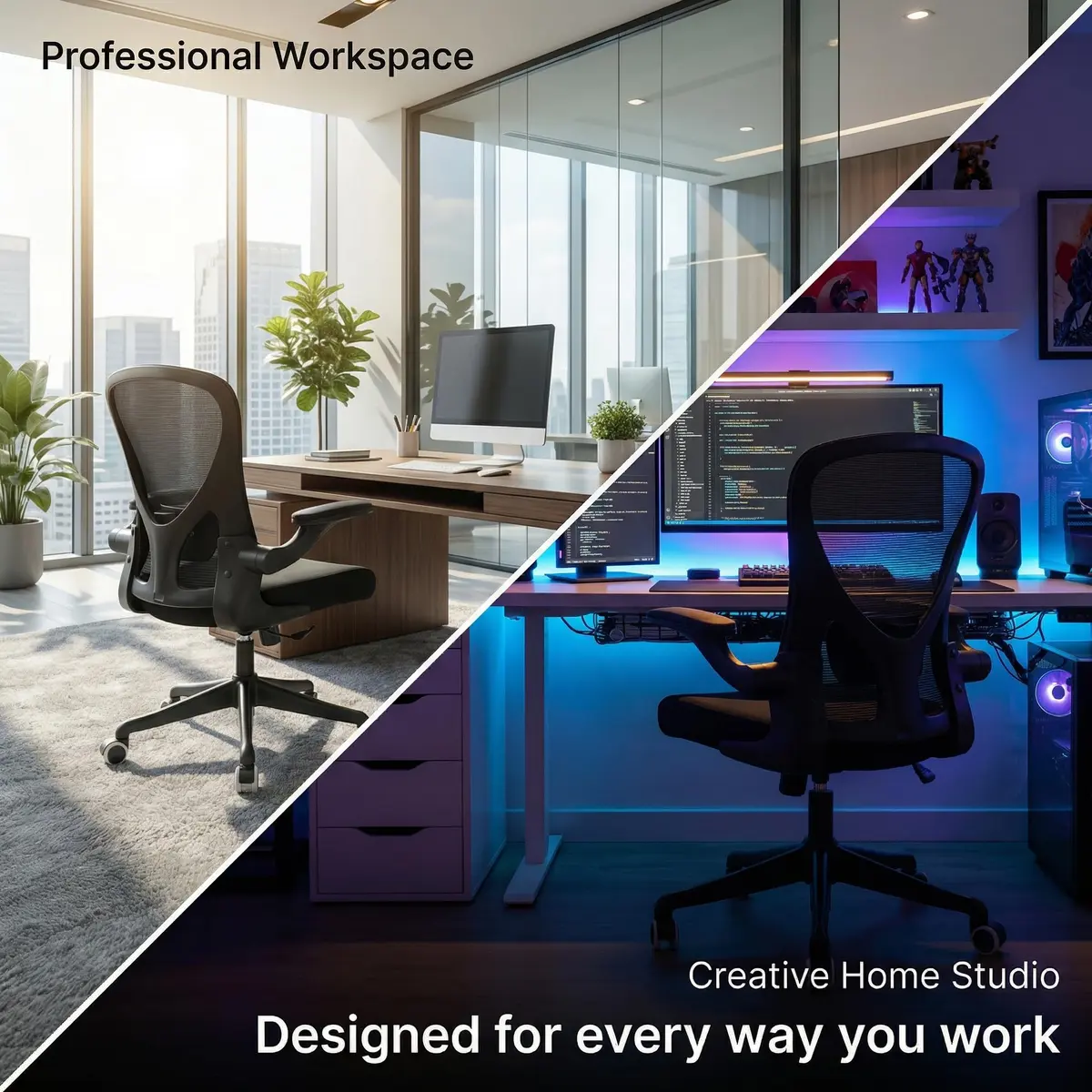 SICHY AGE Ergonomic Office Desk Chair High Back Mesh | Adjustable Lumbar & Flip-Up Armrests - view 7