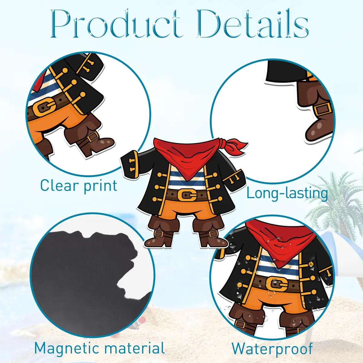 HemerVows 19 Pcs Pirate Dress-Up Cruise Door Magnets | Waterproof & Reusable - view 3