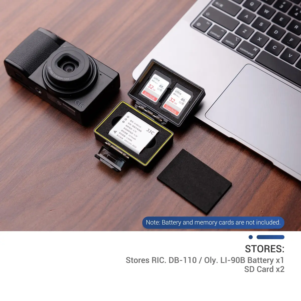 JJC Camera Battery & Memory Card Storage Case for Olympus TG-7 Ricoh GR3, 2 SD Slots + 1 Battery Slot | Water-Resistant & Durable - view 6