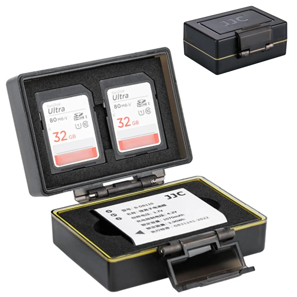 JJC Camera Battery & Memory Card Storage Case for Olympus TG-7 Ricoh GR3, 2 SD Slots + 1 Battery Slot | Water-Resistant & Durable - main product image