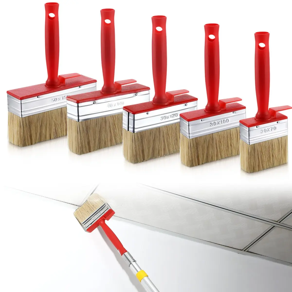 Hoolerry 5 Pcs Assorted Paint Brushes Set | 3" (70mm) to 6" (150mm) for Deck, Walls, Fences - main product image