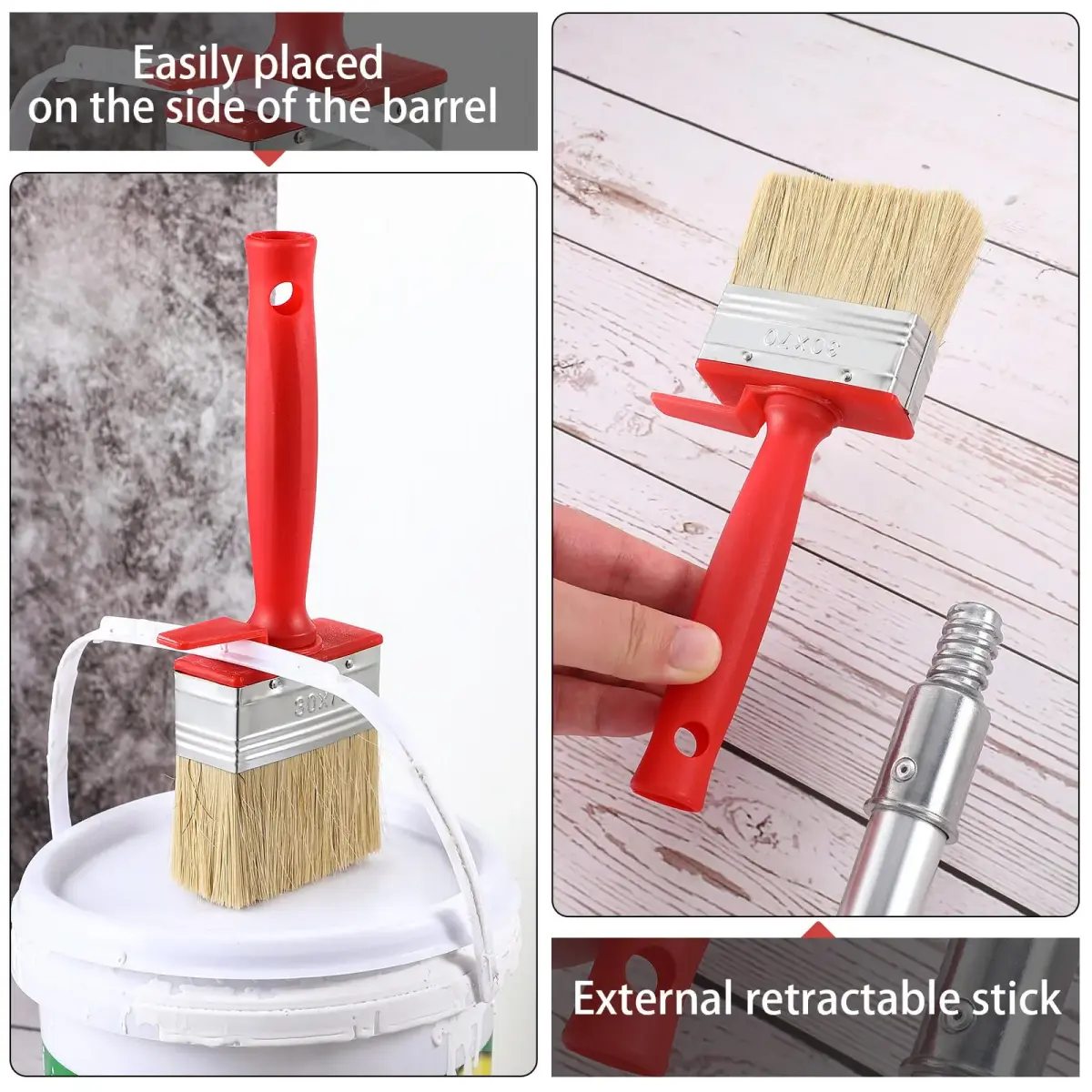 Hoolerry 5 Pcs Assorted Paint Brushes Set | 3" (70mm) to 6" (150mm) for Deck, Walls, Fences - view 4