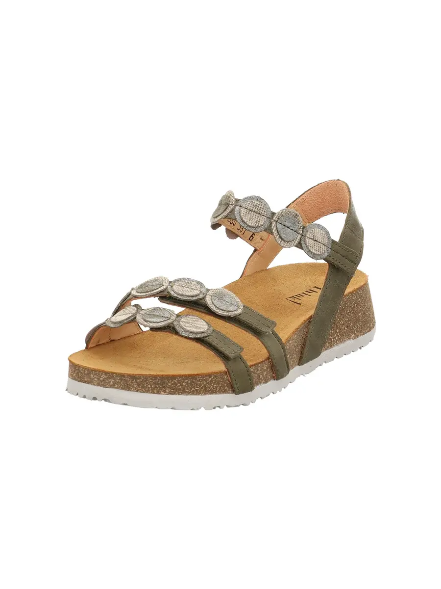 Think! Women's Koak Sustainable Strappy Sandals, Moos Kombi 7030, 8.5 US | Leather, Modern, Casual, Medium Width - main product image
