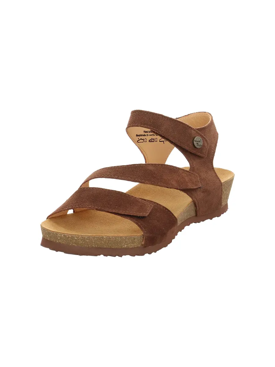 Think! Women's Dumia Leather Lining Sandals, Chocolate 3060, Size 6/6.5 | Lightweight Leather Flip Flops for Casual Comfort - main product image