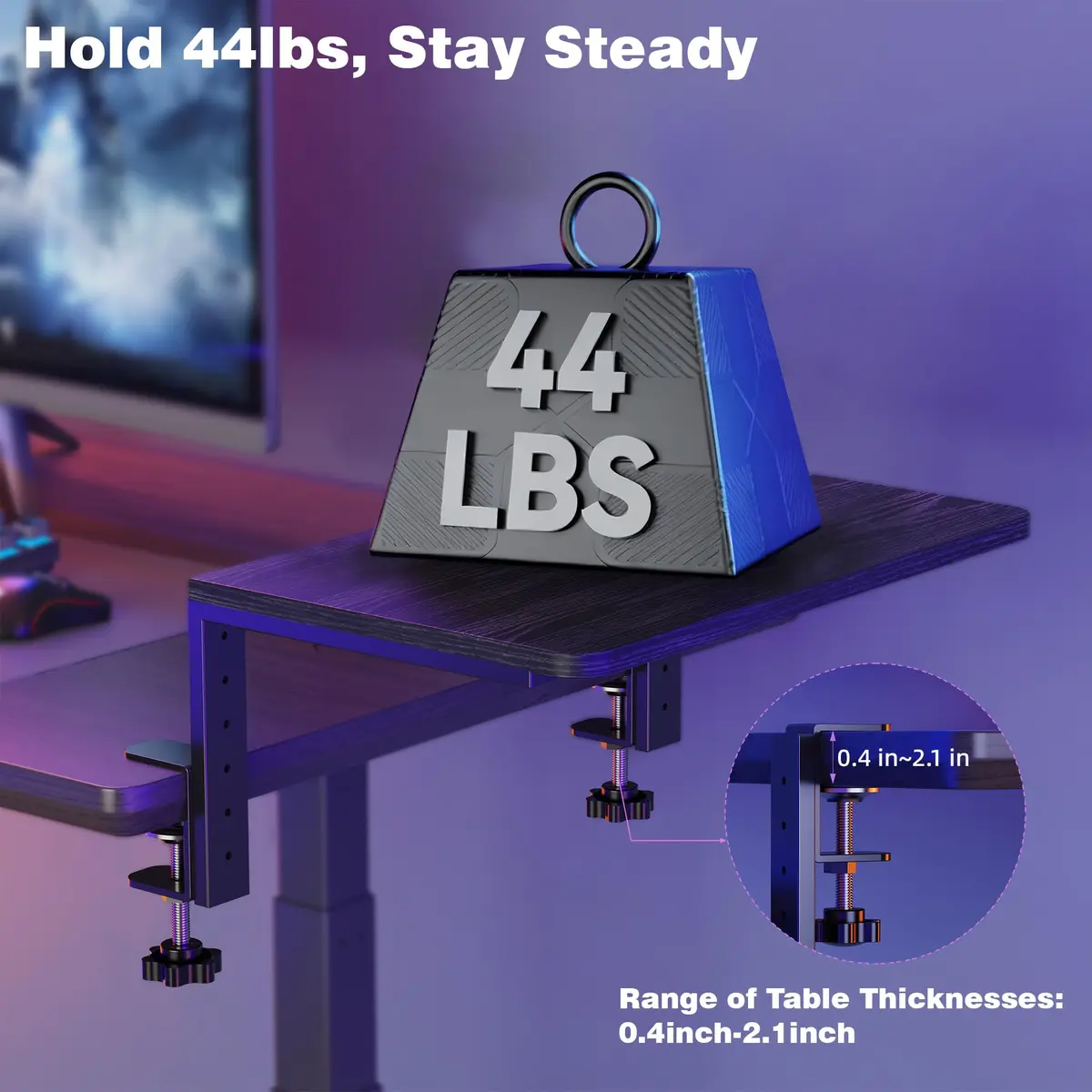 ART-GIFTREE Clamp-On Desk Shelf 15-inch Black | Heavy Duty Monitor Riser with Arm Support - view 5