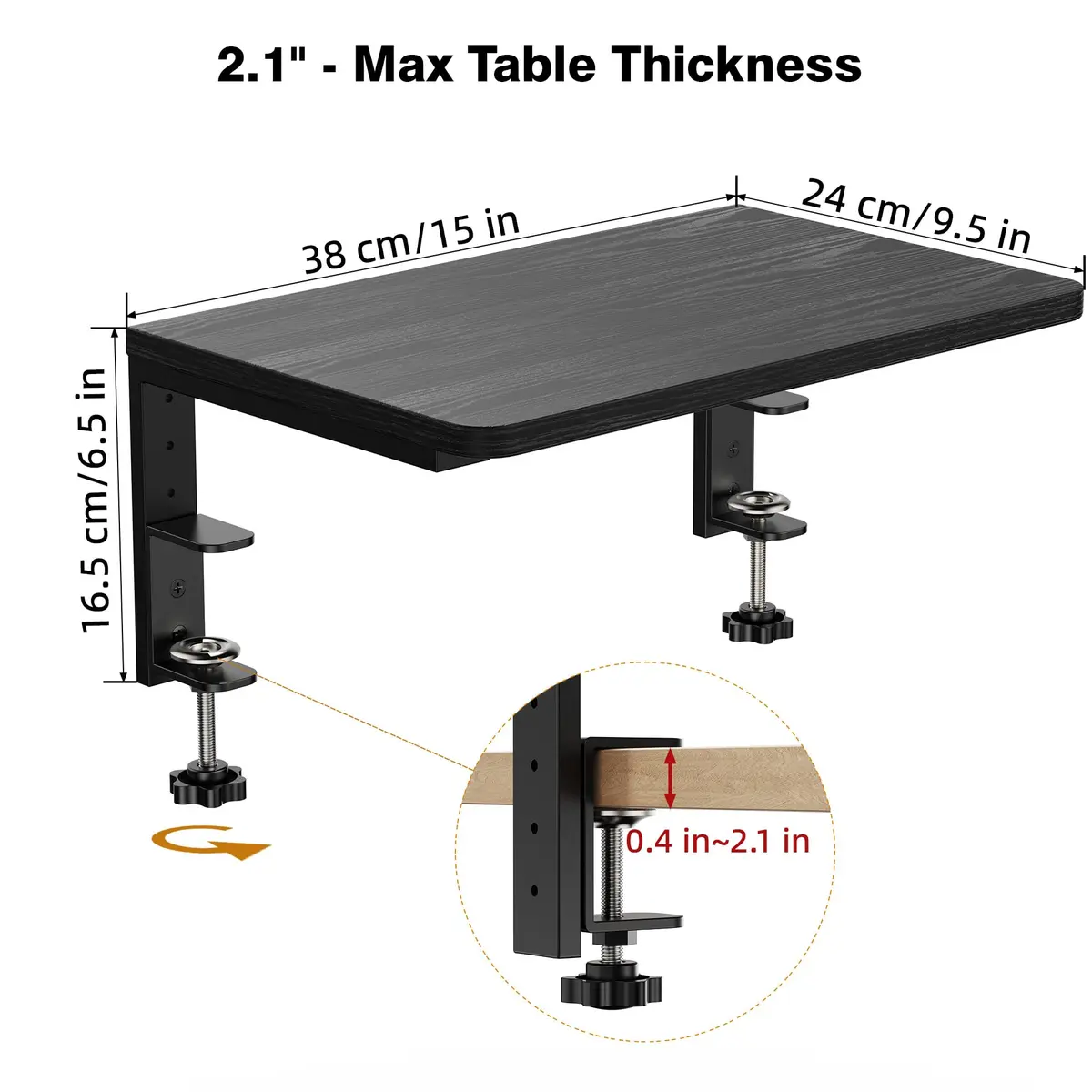 ART-GIFTREE Clamp-On Desk Shelf 15-inch Black | Heavy Duty Monitor Riser with Arm Support - view 6