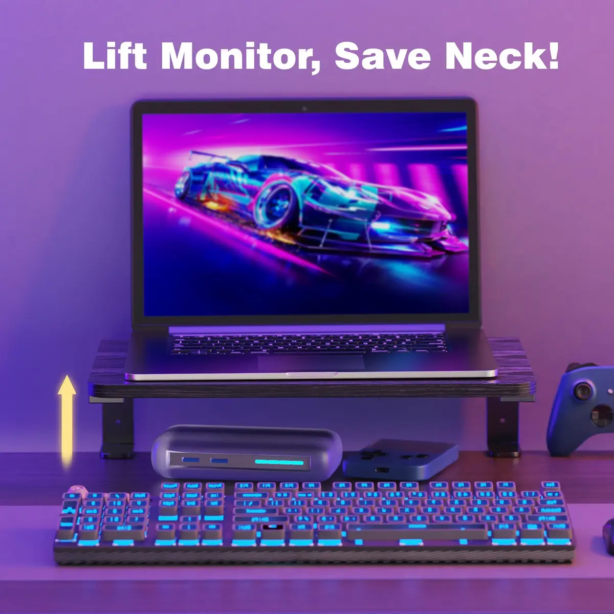 ART-GIFTREE Clamp-On Desk Shelf 15-inch Black | Heavy Duty Monitor Riser with Arm Support - view 2