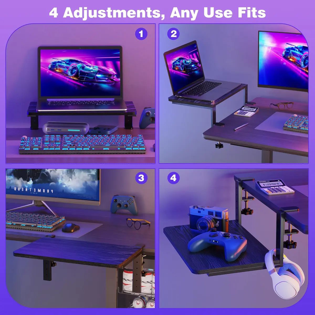 ART-GIFTREE Clamp-On Desk Shelf 15-inch Black | Heavy Duty Monitor Riser with Arm Support - view 4