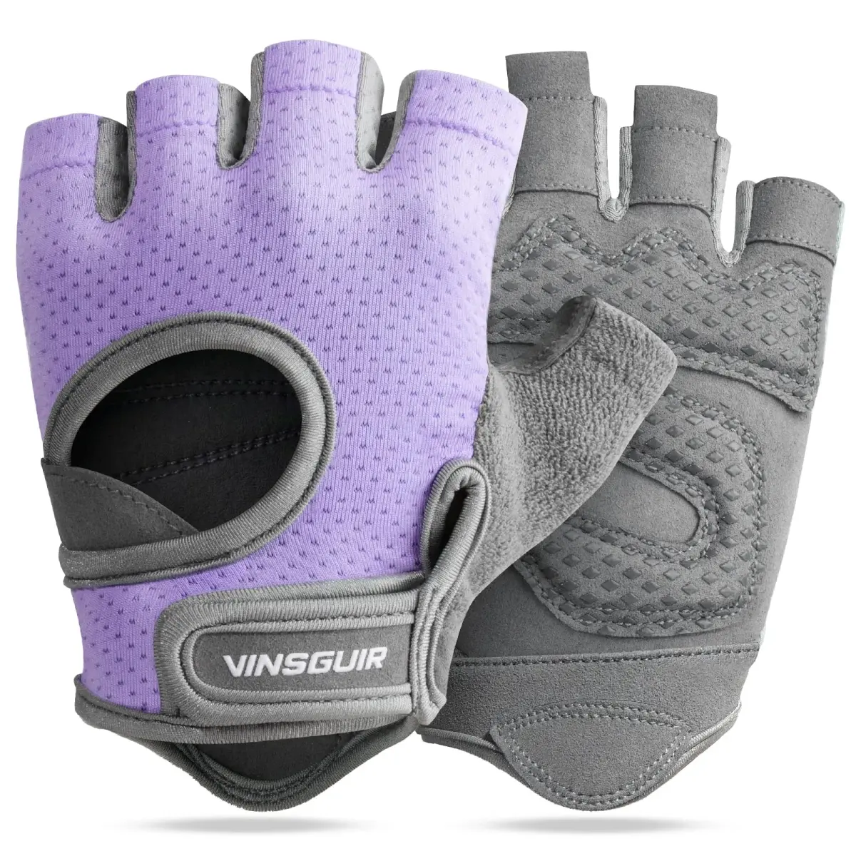 VINSGUIR Lavender/Gray Workout Gloves for Women & Men - Small Size - main product image