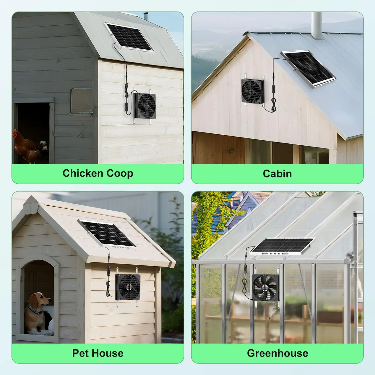 pqins 7.1" Solar Greenhouse Fan 25W | 720 CFM Exhaust & Intake | 16.5 ft Cord - view 4