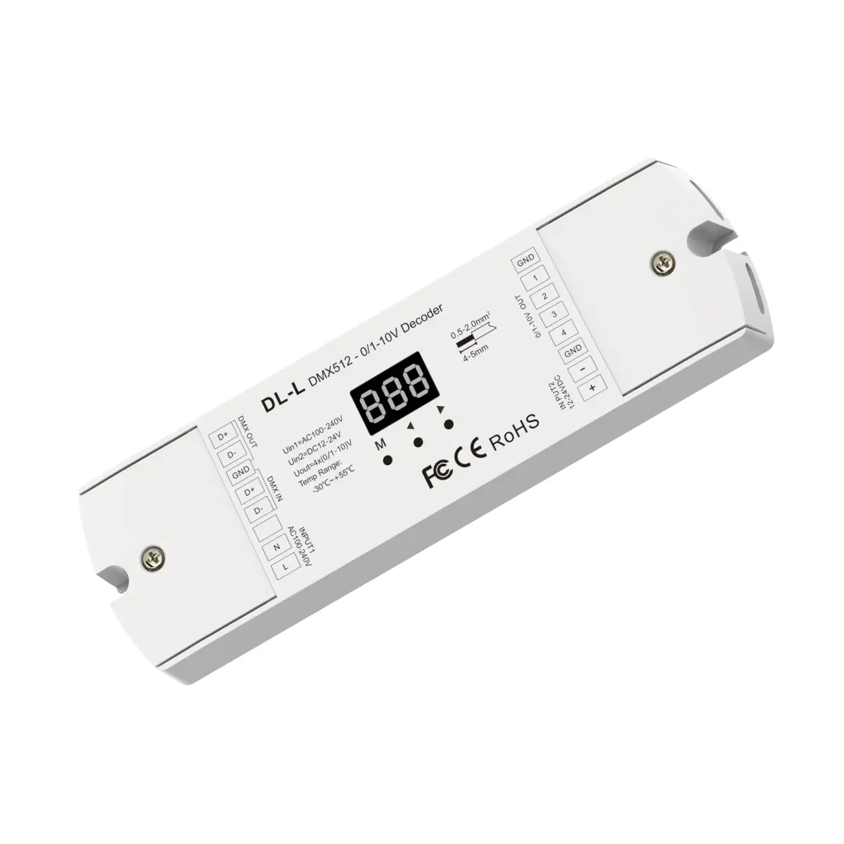 Nutbro DMX512 to 4CH 0-10V Analog Signal LED Dimmer RGB/RGBW Controller 4-Channel Dimmer - main product image