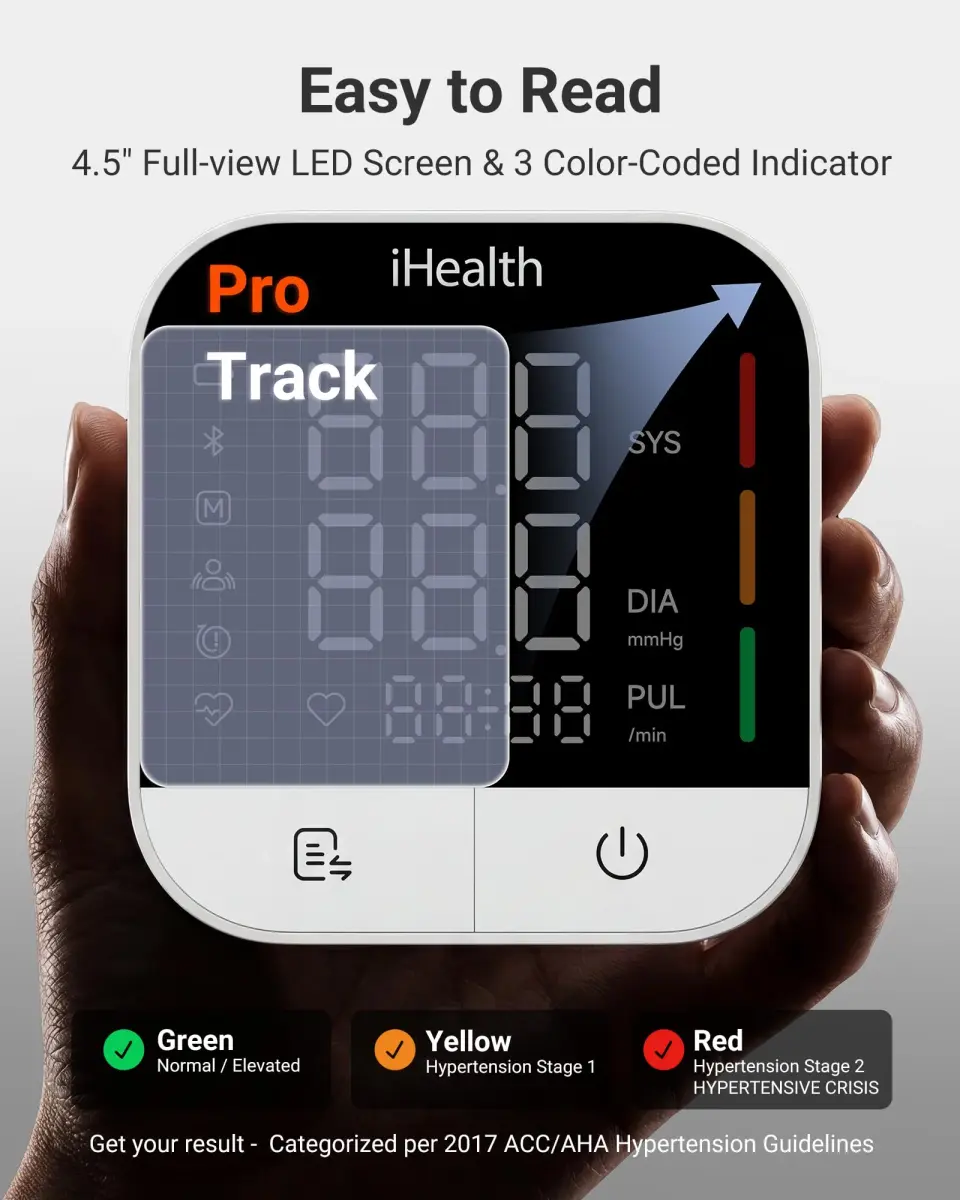 iHealth Track Pro Upper Arm Blood Pressure Monitor with App Sync & HD Screen | Clinically Accurate - view 3
