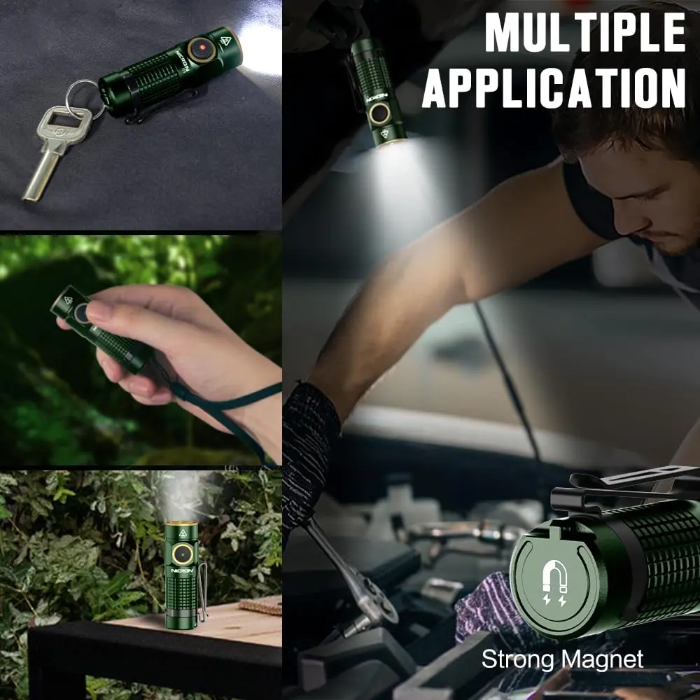 NICRON C1 EDC Rechargeable Flashlight 1200 Lumens | Compact, Waterproof & Magnetic for Camping & Daily Use - view 6