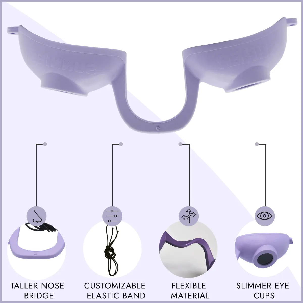 Super Sunnies Flexible UV Eye Tanning Bed Goggles w/Strap - Lavender (18 g) - view 3