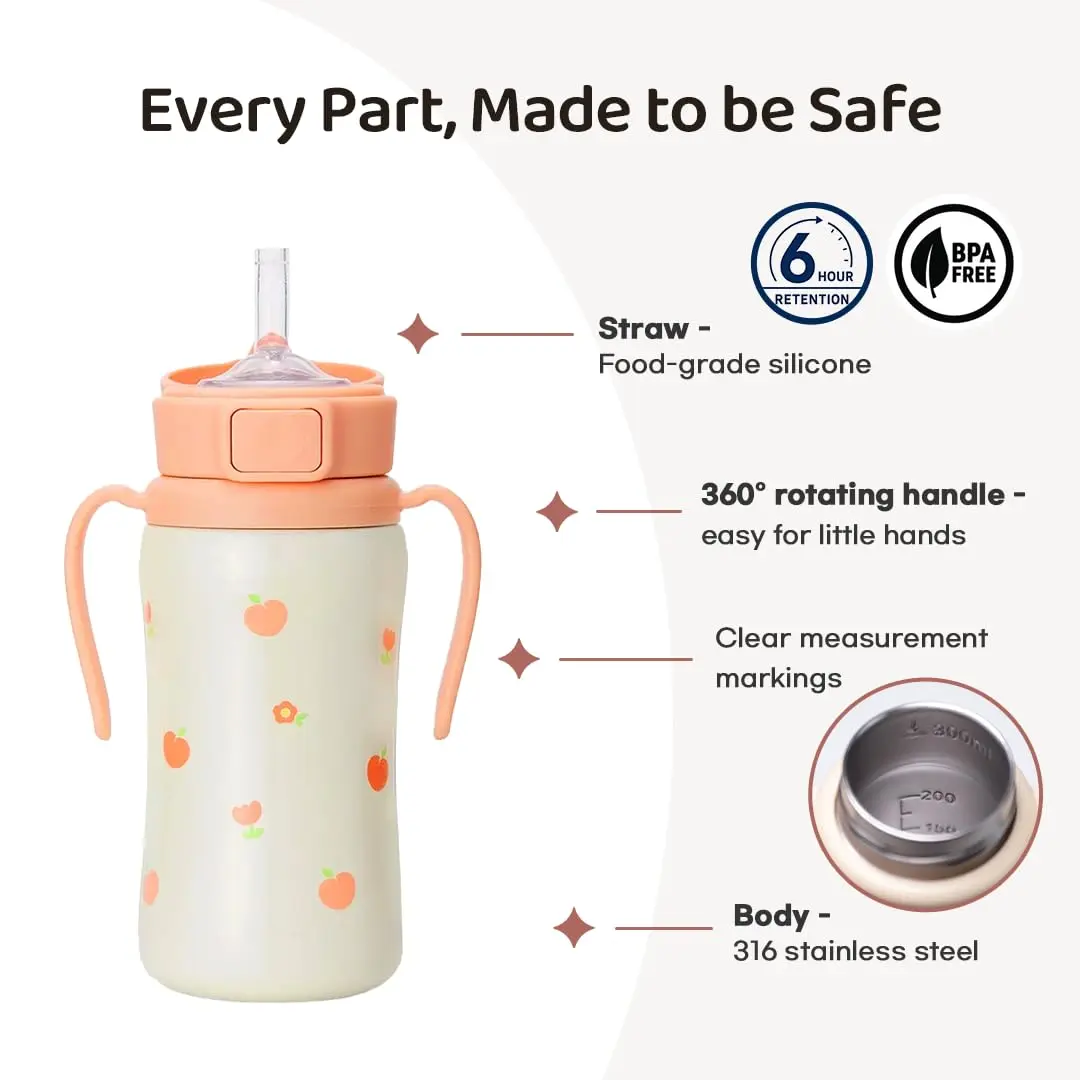 GROSMIMI Stainless Steel Baby Straw Cup 10oz | Spill-Proof, 12M+ Balloon - view 4