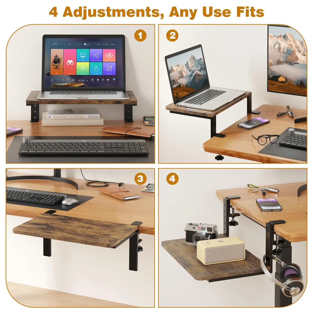 ART-GIFTREE Clamp-On Desk Shelf 38.1 cm (15 inch) | Height-Adjustable Monitor Stand with 20kg Load Capacity - view 5