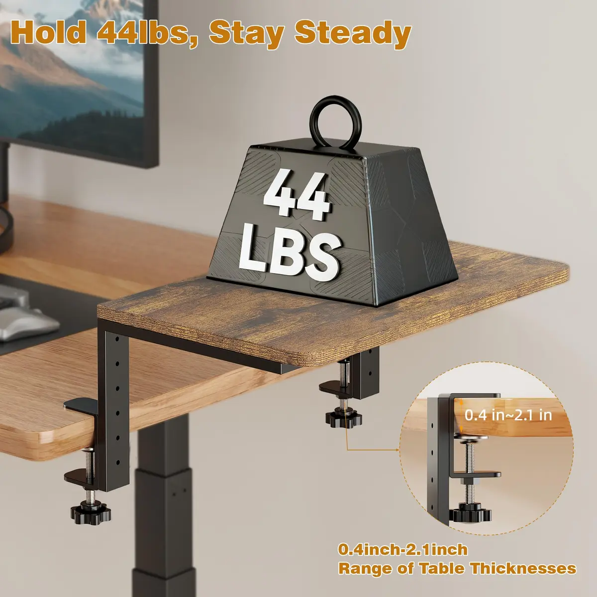 ART-GIFTREE Clamp-On Desk Shelf 38.1 cm (15 inch) | Height-Adjustable Monitor Stand with 20kg Load Capacity - view 7