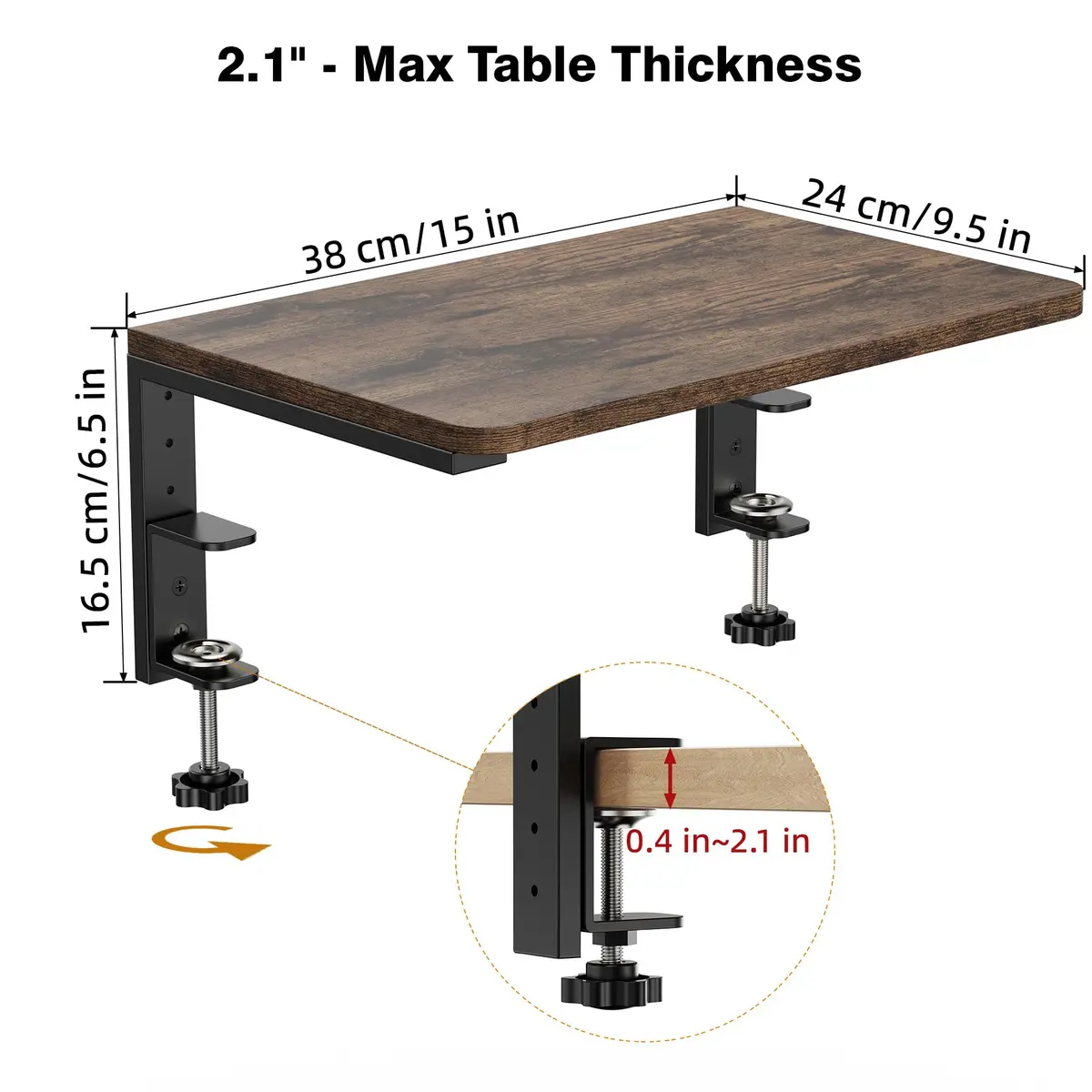 ART-GIFTREE Clamp-On Desk Shelf 38.1 cm (15 inch) | Height-Adjustable Monitor Stand with 20kg Load Capacity - view 2