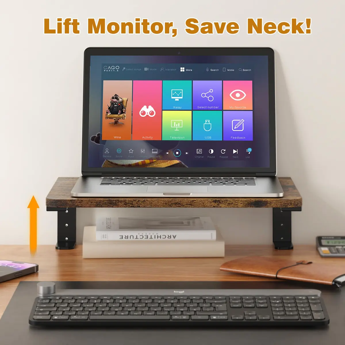 ART-GIFTREE Clamp-On Desk Shelf 38.1 cm (15 inch) | Height-Adjustable Monitor Stand with 20kg Load Capacity - view 3