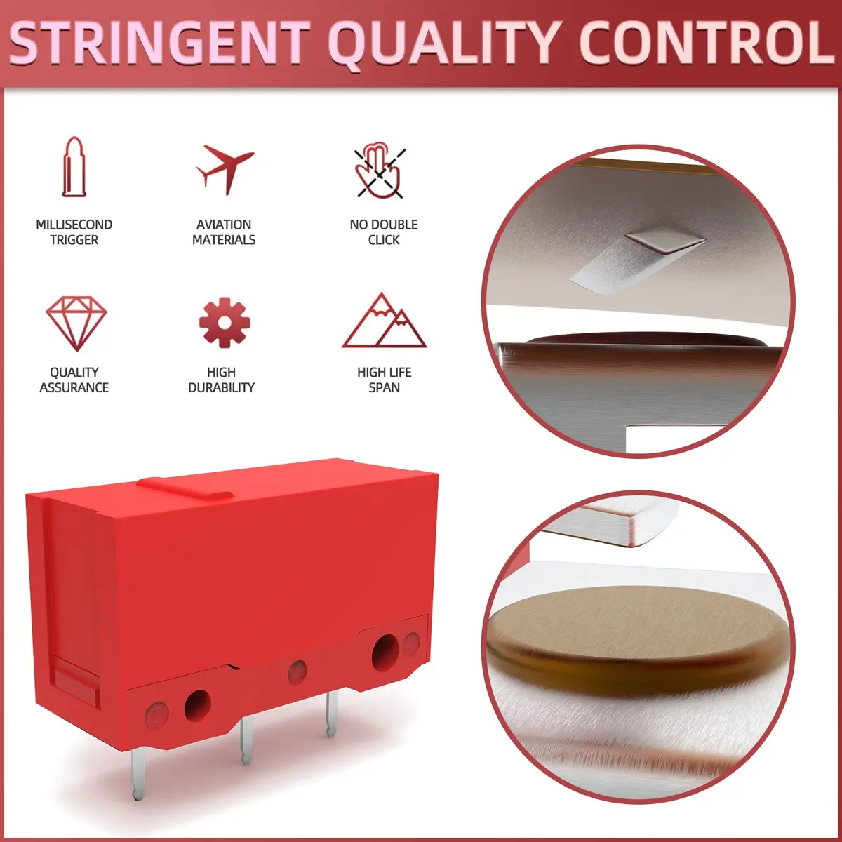 RunJRX 10Pcs Kailh GM4.0 Micro Switches, Red for Gaming Mouse | Over 60M Cycles - view 4