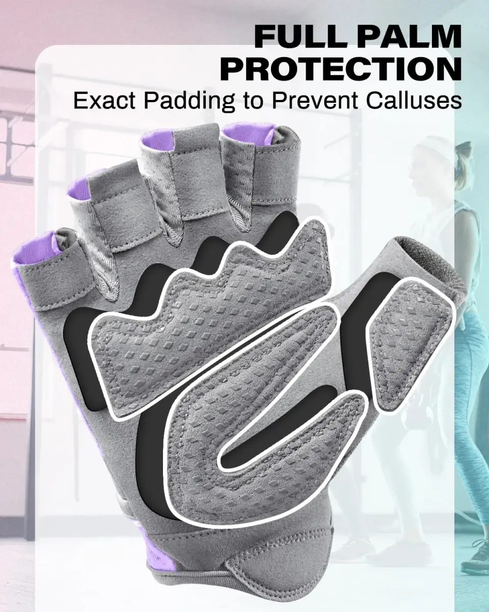 VINSGUIR Lavender/Gray Workout Gloves for Women & Men - Large Size for Weight Lifting & Gym - view 2