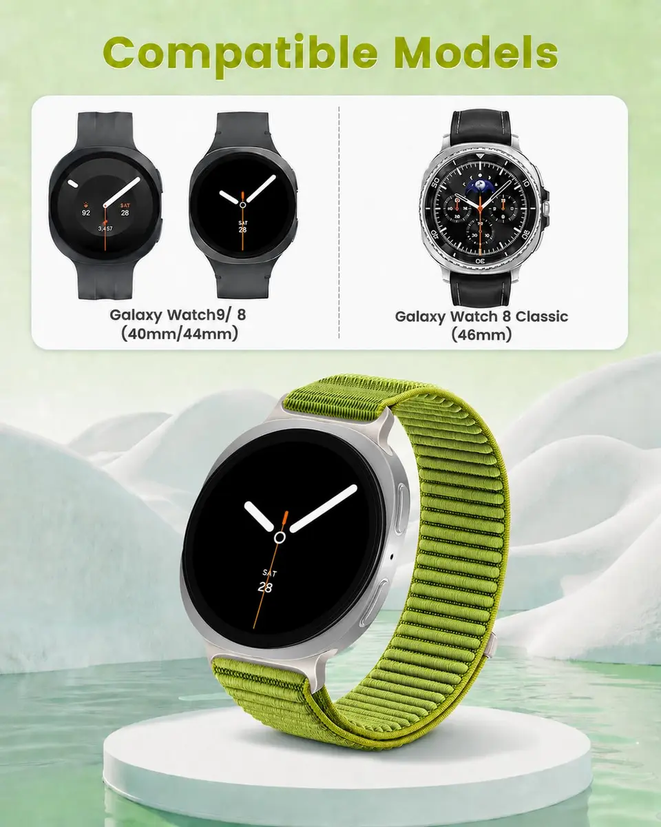 MAKCPOIMER Nylon Loop Sport Band Compatible with Samsung Galaxy Watch9/8/8 Classic 40mm/44mm/46mm | Breathable & Adjustable - view 5