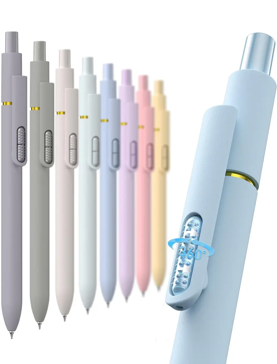 Hiacry Gel Ink Pens, 8 Pcs, 0.7mm Fine Point, Black Ink | Smooth Writing, Quick-Dry, Aesthetic Journaling Pens - main product image