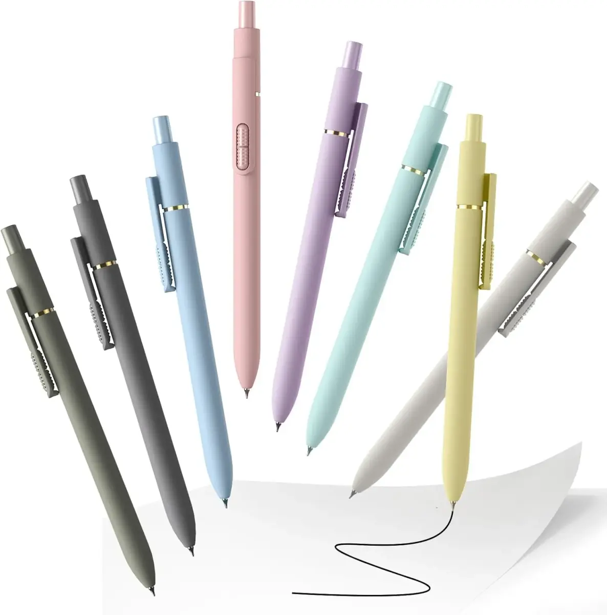 Hiacry Gel Ink Pens, 8 Pcs, 0.7mm Fine Point, Black Ink | Smooth Writing, Quick-Dry, Aesthetic Journaling Pens - view 9