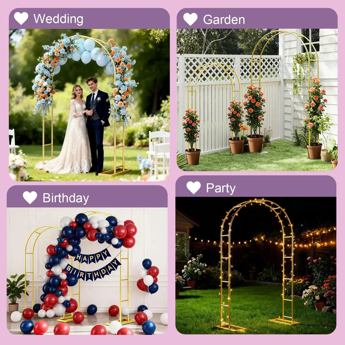 Nisoger Metal Wedding Arch 6 ft & 7.2 ft | Durable Steel Frame for Weddings & Events - view 6