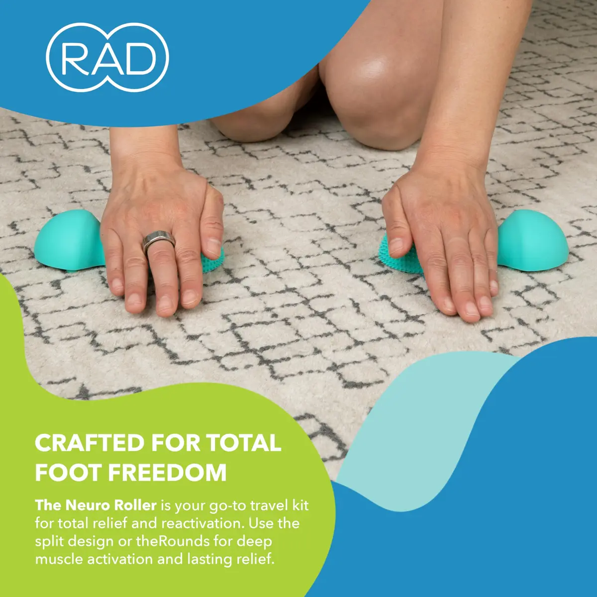 RAD Neuro Roller Foot Massage Roller for Plantar Fasciitis & Recovery – Silicone, Dual-Texture, Built-in Massage Balls, Travel-Ready - view 6