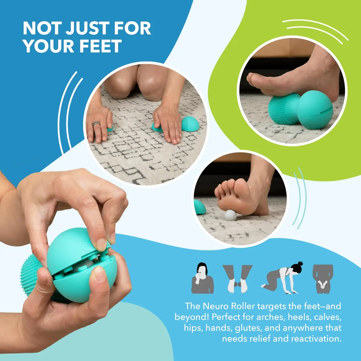 RAD Neuro Roller Foot Massage Roller for Plantar Fasciitis & Recovery – Silicone, Dual-Texture, Built-in Massage Balls, Travel-Ready - view 4