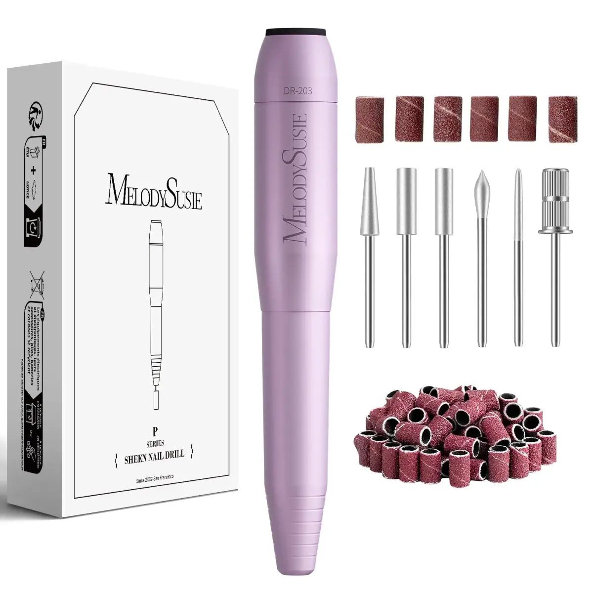 MelodySusie USB Nail Drill PC120I Macaron Purple | 20,000 RPM Portable Electric Nail File for Gentle Nail Prep - main product image