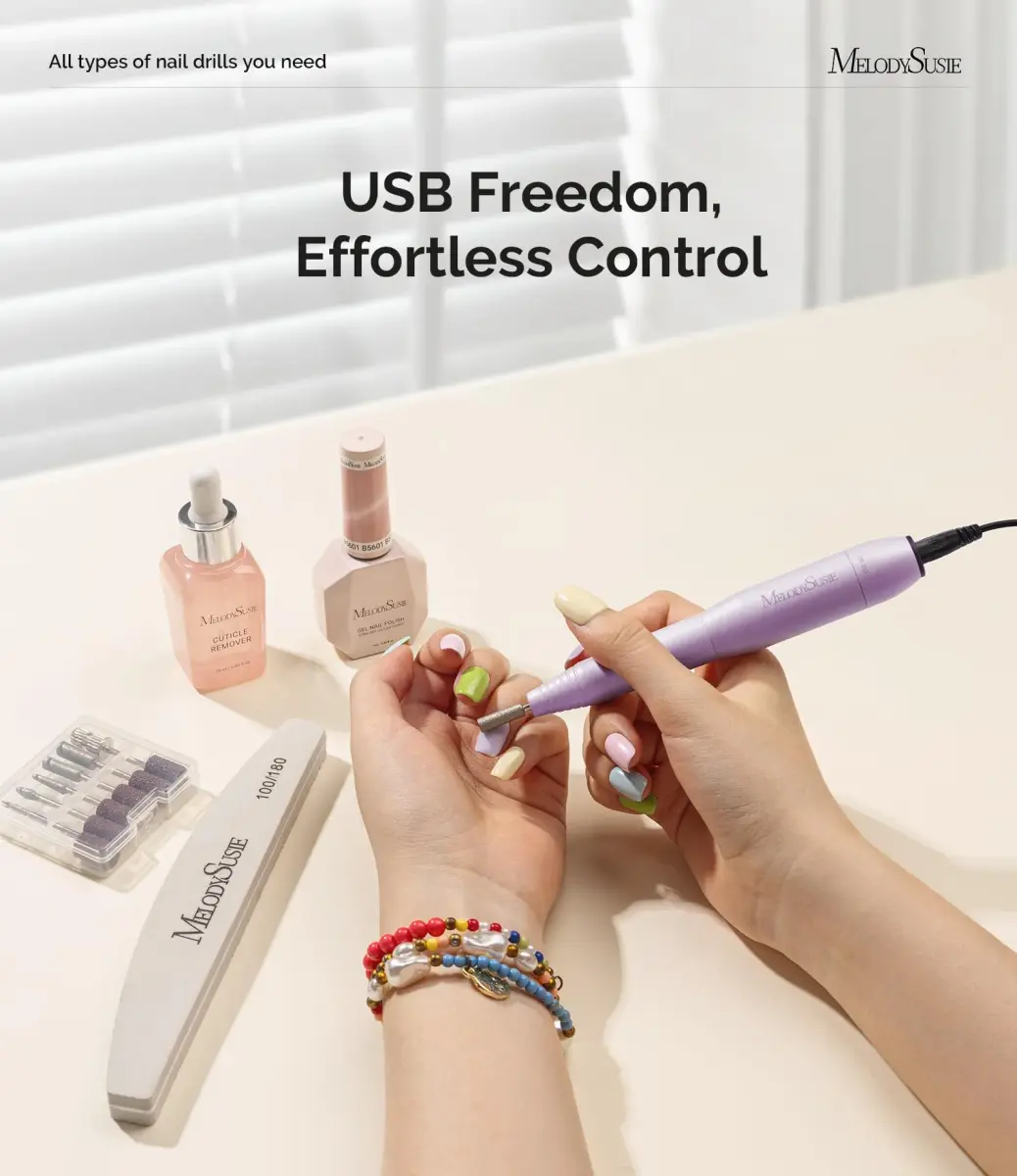 MelodySusie USB Nail Drill PC120I Macaron Purple | 20,000 RPM Portable Electric Nail File for Gentle Nail Prep - view 7