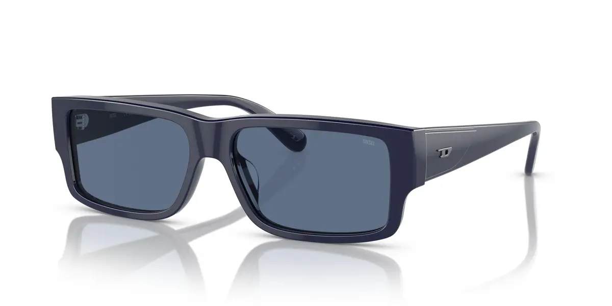 Diesel DL2003 Sunglasses, 57 mm | Shiny Blue Frame & Solid Blue Lenses, UV Protected - view 2