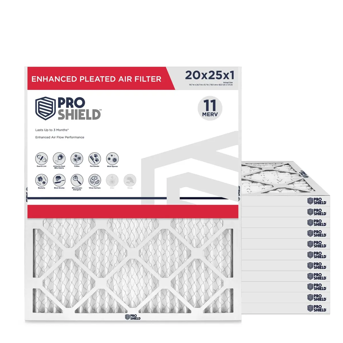 Proshield 20x25x1 MERV 11 HVAC Air Filter | 12 Pack for Better Indoor Air Quality - main product image