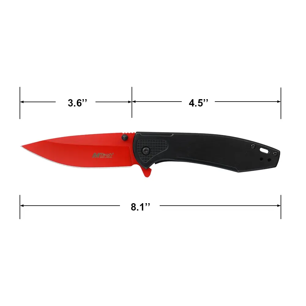 MTECH USA Folding Pocket Knife 8.1 Inch | Red Steel Blade, Aluminum Handle, Frame Lock - view 4